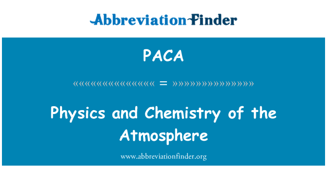 PACA: Fizik Et Chimi de atmosfè a