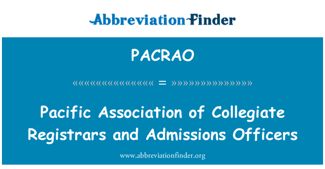 PACRAO: Pacific Association of Collegiate Registrars et agents des Admissions