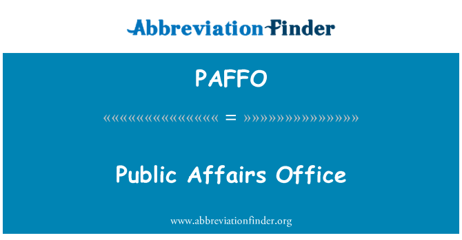 PAFFO: Public Affairs Службата