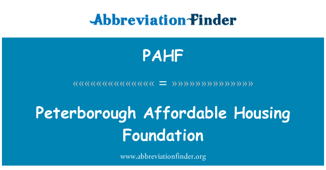 PAHF: Peterborough perumahan terjangkau Foundation