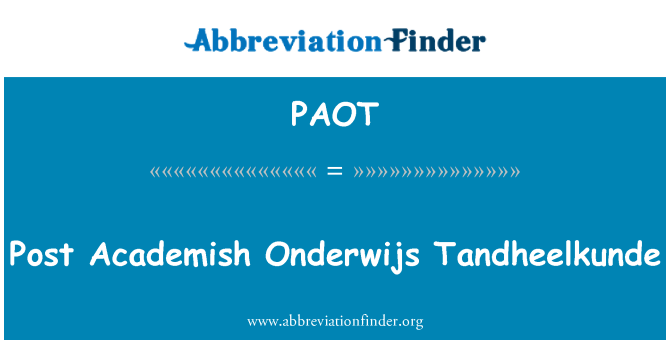 PAOT: Θέση Academish Onderwijs Tandheelkunde