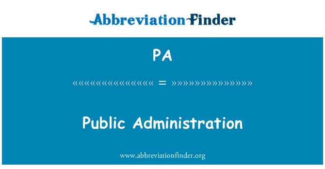 PA: Public Administration