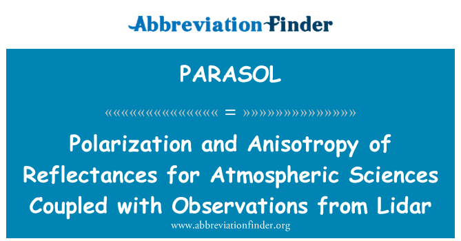 PARASOL: Polareiddio a Anisotropy Reflectances ar gyfer Gwyddorau atmosfferig ynghyd ag arsylwadau o Lidar