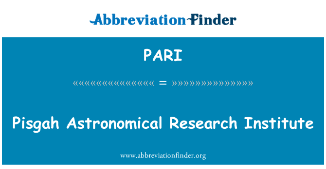 PARI: Pisgah Astronomical Research Institute