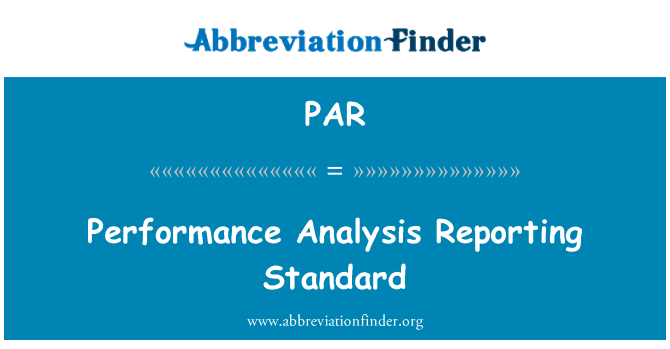 PAR: Performans analiz standart raporlama