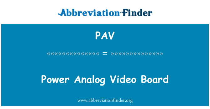 PAV: Analogové Video moc Rada