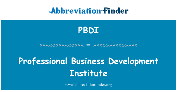 PBDI: Επαγγελματικό ίδρυμα ανάπτυξης επιχειρήσεων