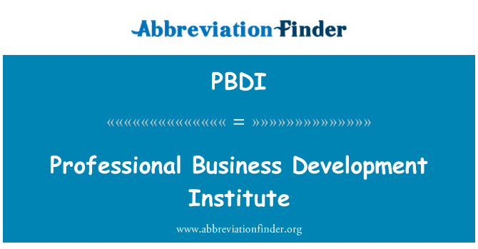 PBDI: 專業企業發展研究所