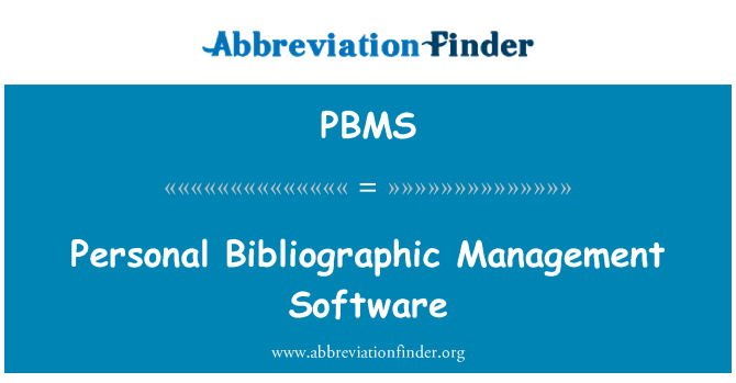 PBMS: Osobné bibliografické Management softvér