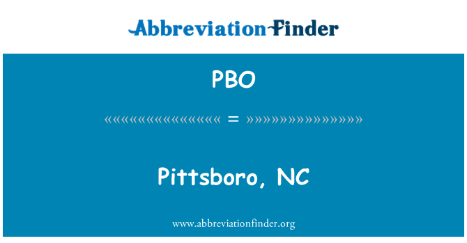 PBO: Pittsboro, NC
