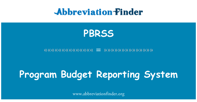 PBRSS: Il-programm Budget sistema ta ' rappurtaġġ
