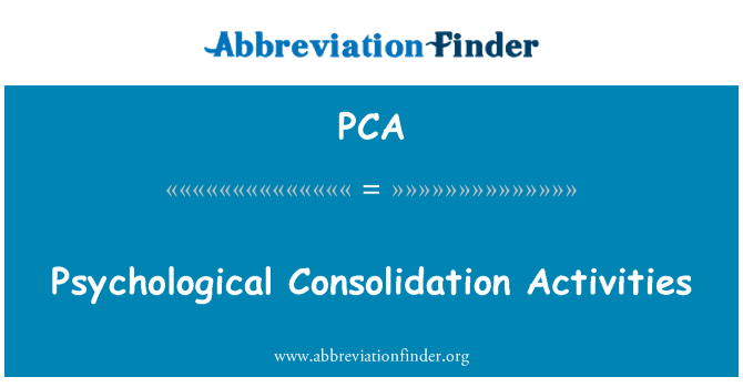 PCA: 心理巩固活动