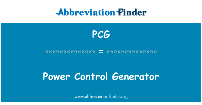PCG: Kontrol-generatoren