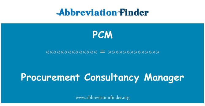PCM: Procurement Manager consultance