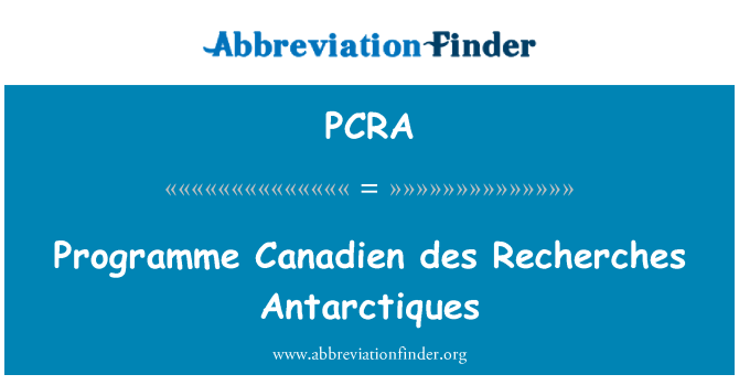 PCRA: Program Canadien des Recherches Antarctiques