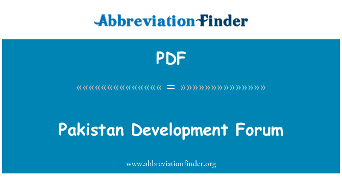 PDF: Pakistan Development Forum