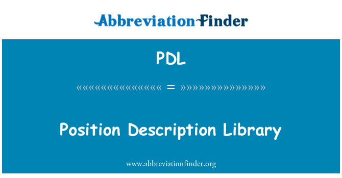 PDL: Llyfrgell disgrifiad swydd