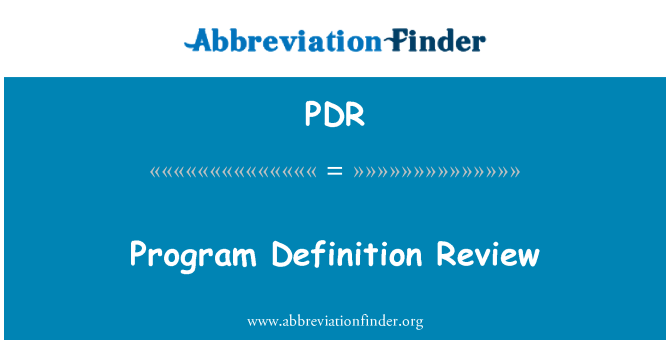 PDR: پروگرام تعریف کا جائزہ