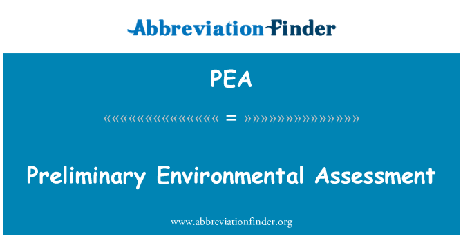 PEA: Preliminary Environmental Assessment