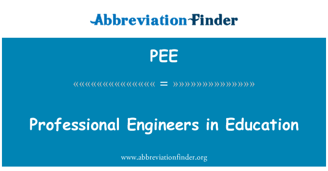 PEE: Professional Engineers in Education