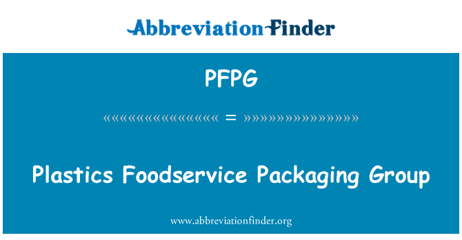 PFPG: Plastika Foodservice embalažno skupino