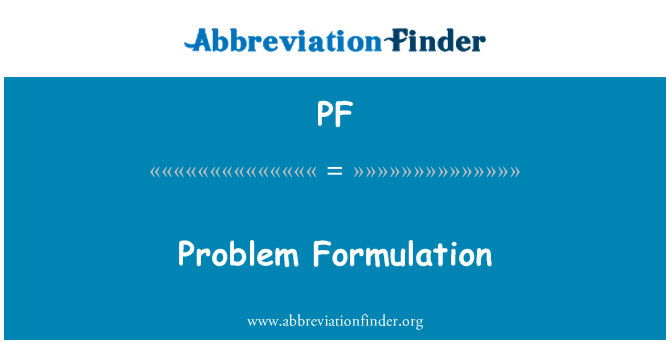 PF: Formulação do problema