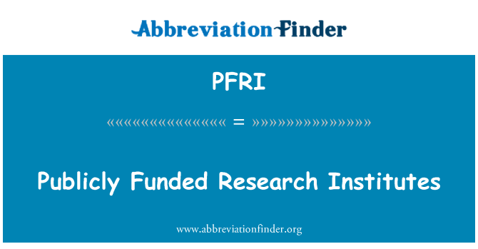 PFRI: Offentligt finansierede forskningsinstitutioner