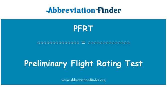 PFRT: Předběžný letový Rating Test