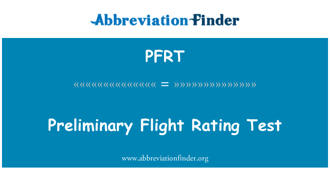 PFRT: הבדיקה דירוג ראשוני הטיסה