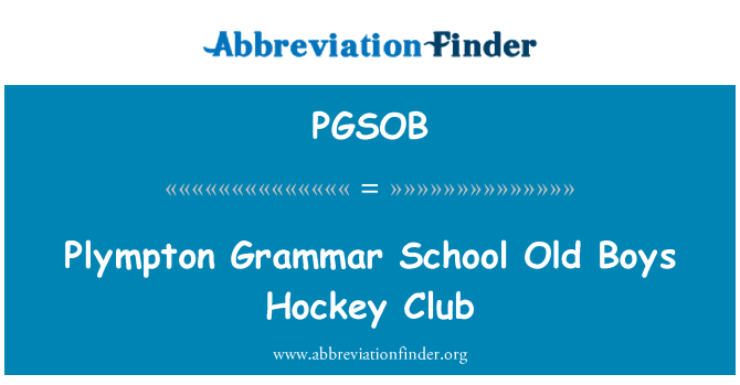 PGSOB: Plympton Grammar School alte jungen Hockey Club