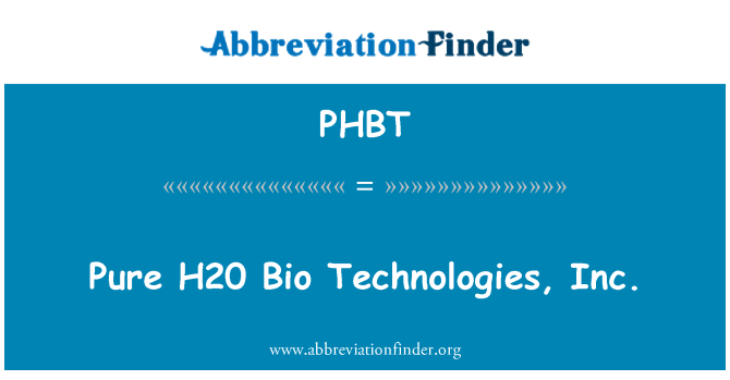 PHBT: Nan H20 Bio teknoloji, Inc.