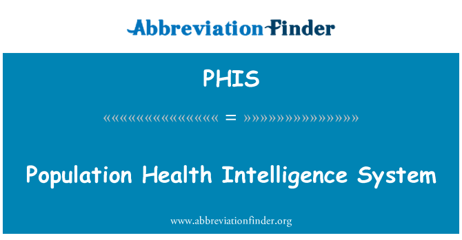 PHIS: System gwybodaeth iechyd poblogaeth