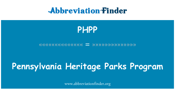 PHPP: Pennsylvania Heritage Parks Programm