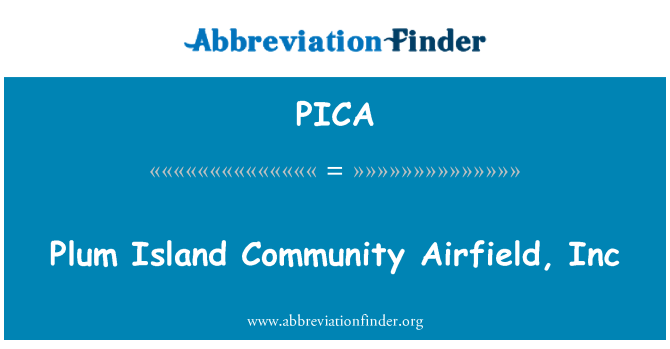 PICA: Švestka Island Společenství Airfield, Inc