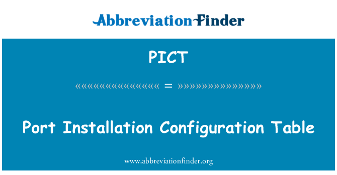 PICT: Port Installation Configuration Table