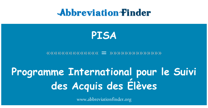 PISA: Programme International pour le Suivi des Acquis des Élèves