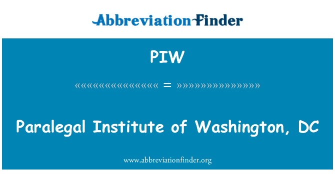 PIW: Paralegal Institute of Washington, DC