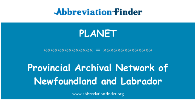 PLANET: Provincial arkivers netværk af Newfoundland og Labrador