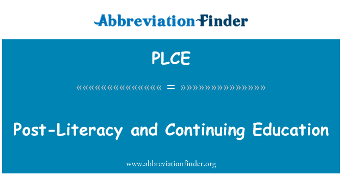 PLCE: Post-Literacy and Continuing Education