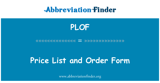 PLOF: Listino prezzi e modulo d'ordine