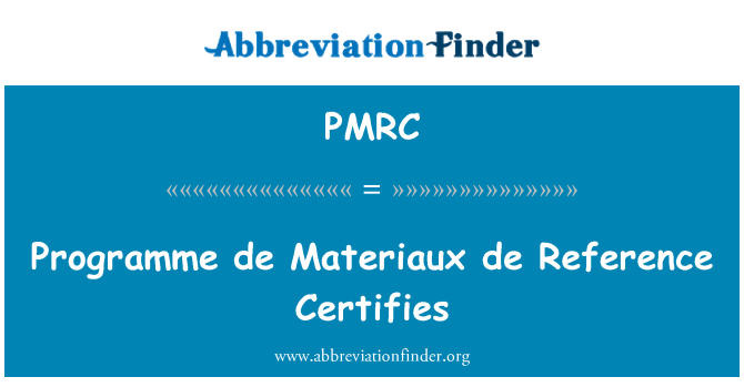 PMRC: Programme de Materiaux de Reference Certifies