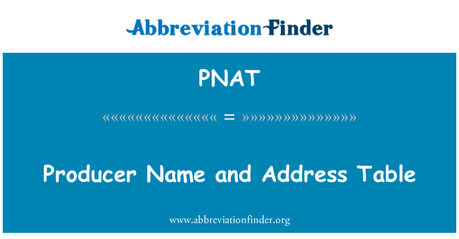 PNAT: Producent navn og adresse bordet
