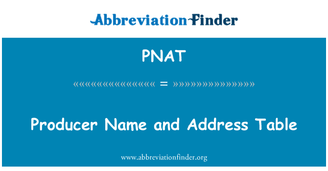 PNAT: Nombre del productor y la tabla de direcciones