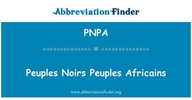 PNPA: Peuples Noirs Peuples Africains