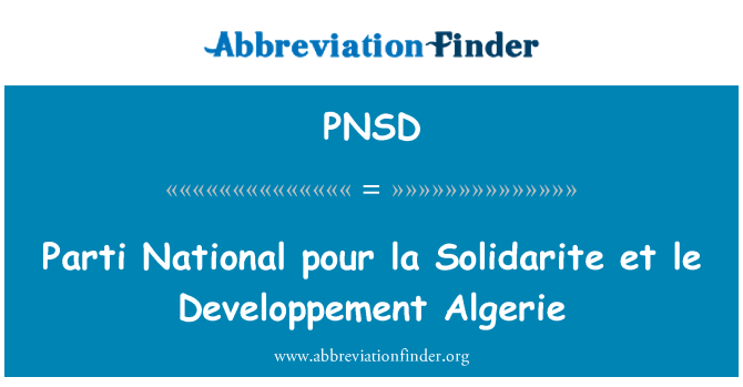 PNSD: Národní Parti pour la Solidarite et le Developpement Algerie