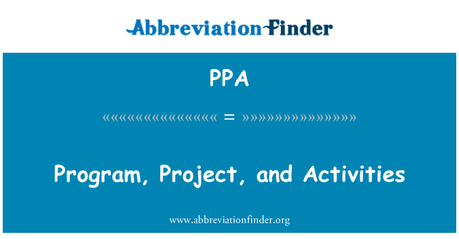 PPA: Programa, projeto e atividades