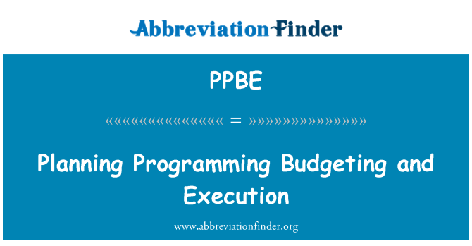 PPBE: Planning Programming Budgeting and Execution