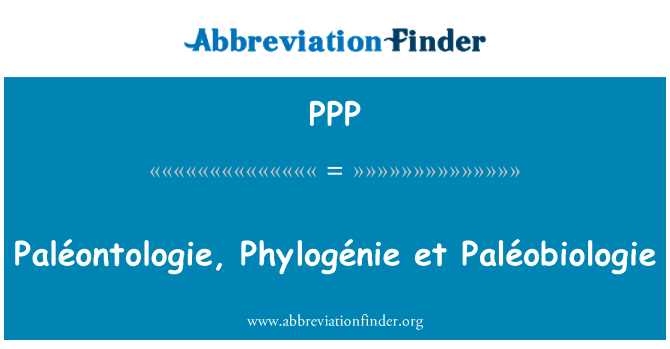 PPP: Paléontologie, Phylogénie et Paléobiologie