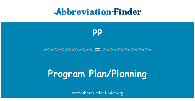 PP: Program načrt/načrtovanje
