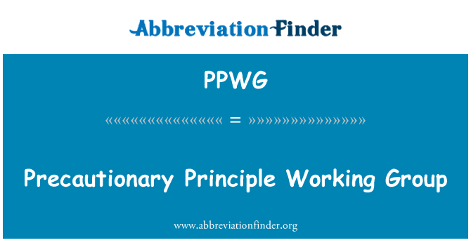 PPWG: Precautionary Principle Working Group